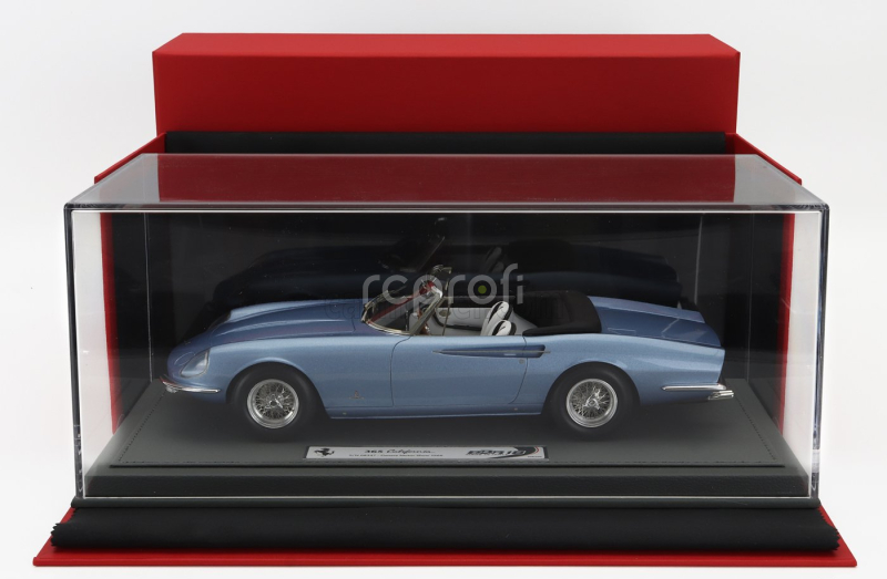 Bbr-models Ferrari 365 California S/n08347 Spider Cabriolet Geneve Motorshow 1966- Con Vetrina - With Showcase 1:18 Světle Modrá Met