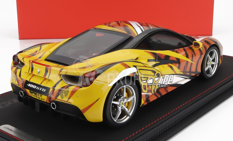 Bbr-models Ferrari 458 Gtb Ipe Tiger 2021 - Con Vetrina - With Showcase 1:18 Žlutá Oranžová Černá