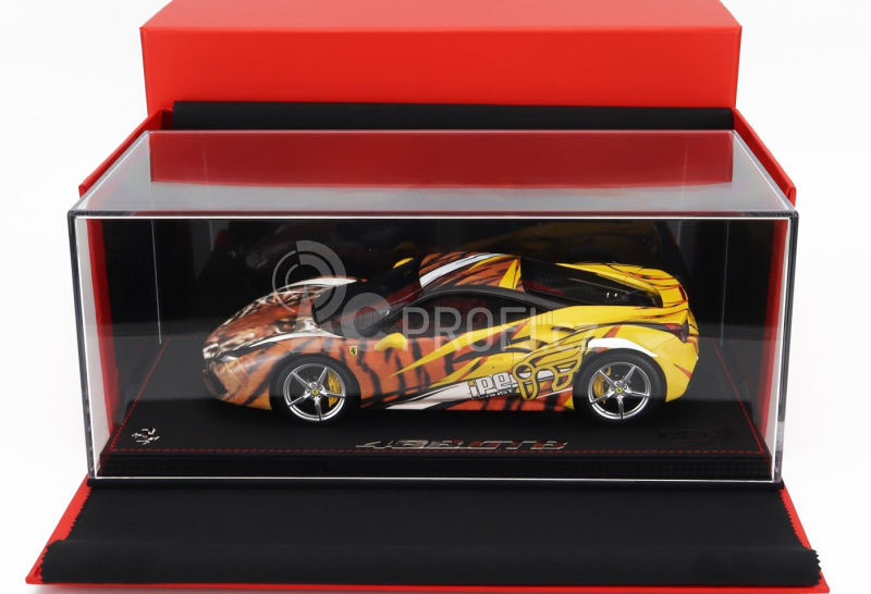 Bbr-models Ferrari 458 Gtb Ipe Tiger 2021 - Con Vetrina - With Showcase 1:18 Žlutá Oranžová Černá