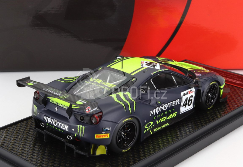 Bbr-models Ferrari 488 Gt3 3.9l Turbo V8 Team Kessel Racing Vr46 N 46 12h Gulf 2021 Valentino Rossi - Luca Marini - A.salucci Uccio - Con Vetrina - With Showcase 1:43 Matná Modrá Žlutá