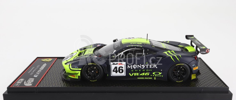 Bbr-models Ferrari 488 Gt3 3.9l Turbo V8 Team Kessel Racing Vr46 N 46 12h Gulf 2021 Valentino Rossi - Luca Marini - A.salucci Uccio - Con Vetrina - With Showcase 1:43 Matná Modrá Žlutá