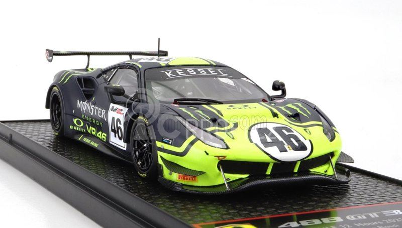 Bbr-models Ferrari 488 Gt3 3.9l Turbo V8 Team Kessel Racing Vr46 N 46 12h Gulf 2021 Valentino Rossi - Luca Marini - A.salucci Uccio - Con Vetrina - With Showcase 1:43 Matná Modrá Žlutá