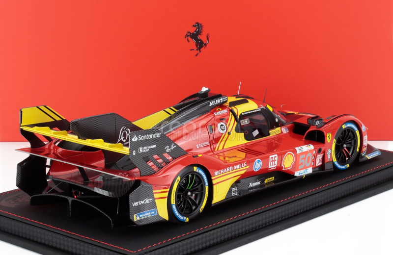 Bbr-models Ferrari 499p 3.0l Turbo V6 Team Ferrari Af Corse N 50 Winner 24h Le Mans 2024 Antonio Fuoco - Miguel Molina - Nicklas Nielsen - Con Vetrina - With Showcase 1:18 Červená Žlutá Černá