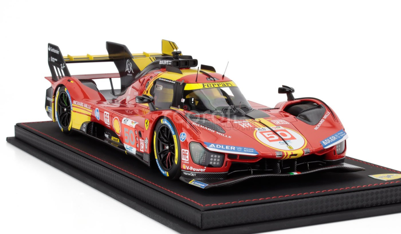 Bbr-models Ferrari 499p 3.0l Turbo V6 Team Ferrari Af Corse N 50 Winner 24h Le Mans 2024 Antonio Fuoco - Miguel Molina - Nicklas Nielsen - Con Vetrina - With Showcase 1:18 Červená Žlutá Černá