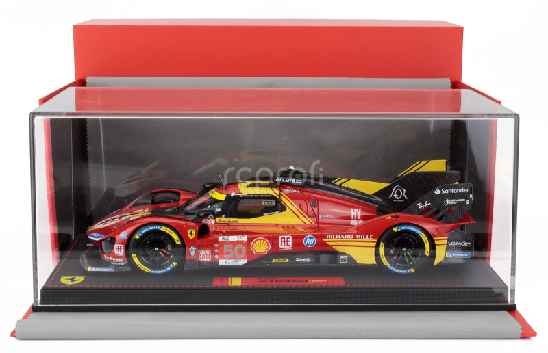 Bbr-models Ferrari 499p 3.0l Turbo V6 Team Ferrari Af Corse N 50 Winner 24h Le Mans 2024 Antonio Fuoco - Miguel Molina - Nicklas Nielsen - Con Vetrina - With Showcase 1:18 Červená Žlutá Černá
