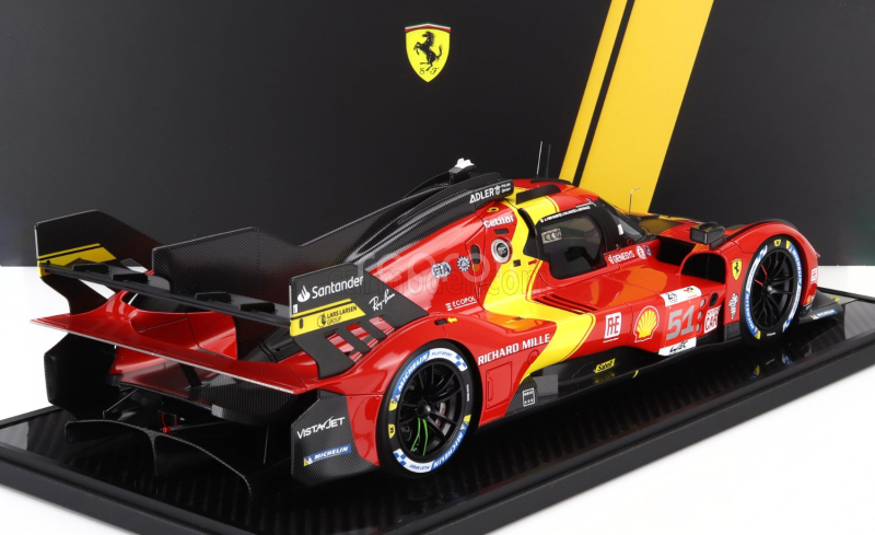 Bbr-models Ferrari 499p 3.0l Turbo V6 Team Ferrari Af Corse N 51 Winner 24h Le Mans 2023 Alessandro Pier Guidi - James Calado - Antonio Giovinazzi - Con Vetrina - With Showcase 1:12 Červená Žlutá Černá