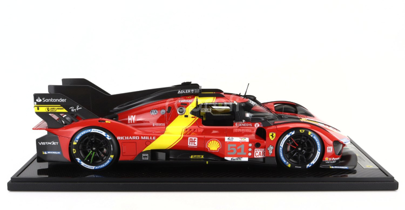 Bbr-models Ferrari 499p 3.0l Turbo V6 Team Ferrari Af Corse N 51 Winner 24h Le Mans 2023 Alessandro Pier Guidi - James Calado - Antonio Giovinazzi - Con Vetrina - With Showcase 1:12 Červená Žlutá Černá
