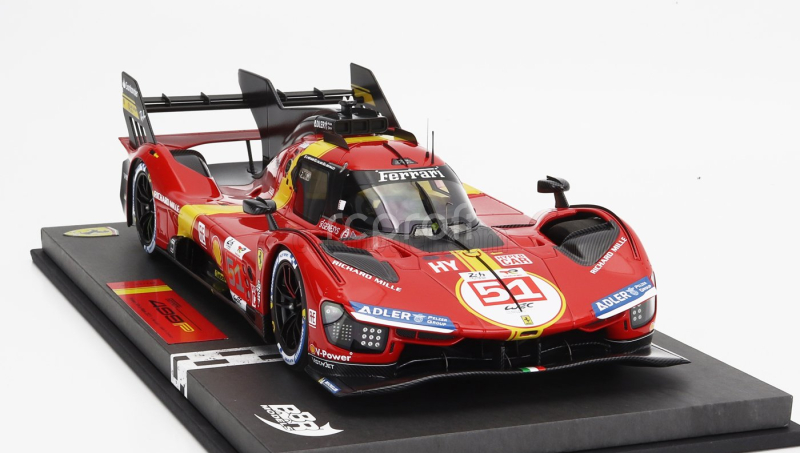 Bbr-models Ferrari 499p 3.0l Turbo V6 Team Ferrari Af Corse N 51 Winner 24h Le Mans 2023 Alessandro Pier Guidi - James Calado - Antonio Giovinazzi - Con Vetrina - With Showcase 1:18 Červená Žlutá Černá