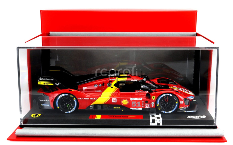 Bbr-models Ferrari 499p 3.0l Turbo V6 Team Ferrari Af Corse N 51 Winner 24h Le Mans 2023 Alessandro Pier Guidi - James Calado - Antonio Giovinazzi - Con Vetrina - With Showcase 1:18 Červená Žlutá Černá