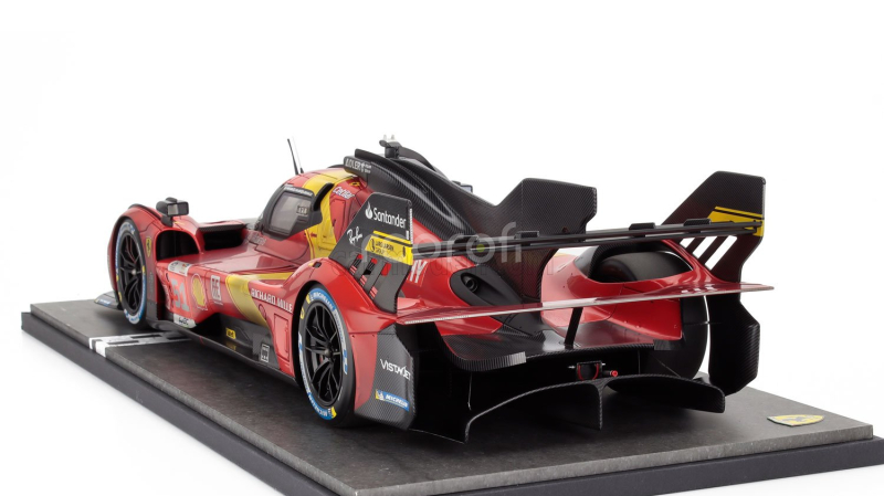 Bbr-models Ferrari 499p 3.0l Turbo V6 Team Ferrari Af Corse N 51 Winner 24h Le Mans (dirty Version - After Race) 2023 Alessandro Pier Guidi - James Calado - Antonio Giovinazzi - Con Vetrina - With Showcase - Coffret Box 1:12 Červená Žlutá Černá