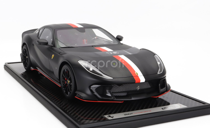 Bbr-models Ferrari 812 Competizione N 16 Principato Di Monaco Livery 2021 - Con Vetrina - With Showcase 1:12 Matt Black