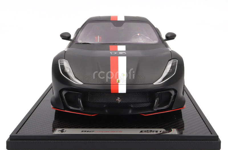 Bbr-models Ferrari 812 Competizione N 16 Principato Di Monaco Livery 2021 - Con Vetrina - With Showcase 1:12 Matt Black