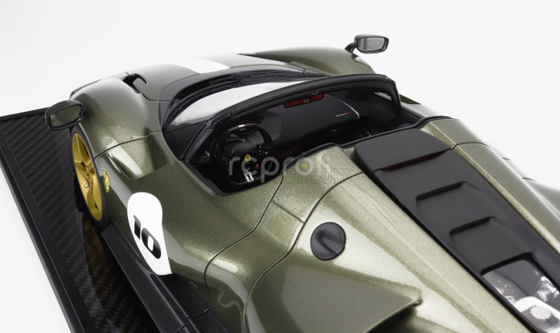 Bbr-models Ferrari Daytona Sp3 Serie Icona N 10 Open Roof 2022 - Con Vetrina - With Showcase 1:12 Verde Manzoni Lucido - Zelená Met Stříbrná