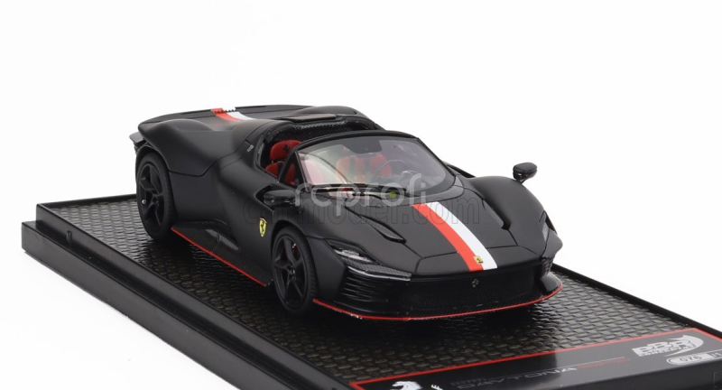 Bbr-models Ferrari Daytona Sp3 Serie Icona Open Roof Principato Di Monaco Livery N 16 Personal Car Charles Leclerc 2022 1:43 Matt Black