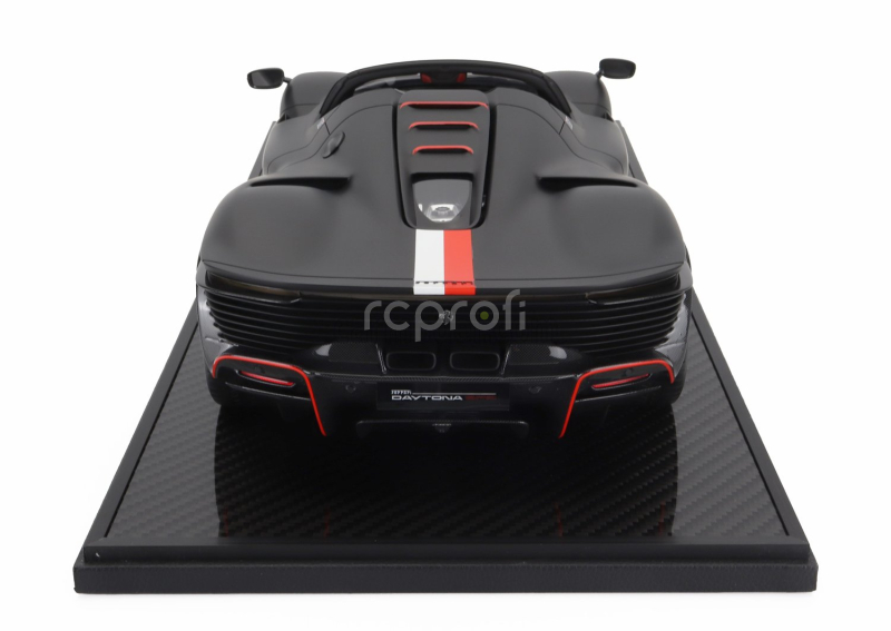 Bbr-models Ferrari Daytona Sp3 Serie Icona Open Roof Principato Di Monaco Livery N 16 Personal Car Charles Leclerc 2022 - Con Vetrina - With Showcase 1:12 Matt Black