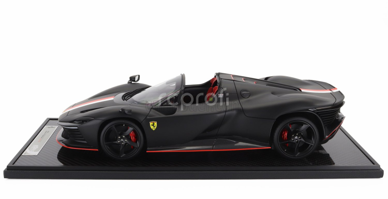 Bbr-models Ferrari Daytona Sp3 Serie Icona Open Roof Principato Di Monaco Livery N 16 Personal Car Charles Leclerc 2022 - Con Vetrina - With Showcase 1:12 Matt Black