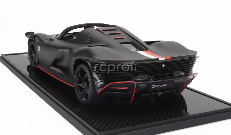 Bbr-models Ferrari Daytona Sp3 Serie Icona Open Roof Principato Di Monaco Livery N 16 Personal Car Charles Leclerc 2022 - Con Vetrina - With Showcase 1:12 Matt Black