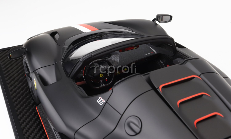 Bbr-models Ferrari Daytona Sp3 Serie Icona Open Roof Principato Di Monaco Livery N 16 Personal Car Charles Leclerc 2022 - Con Vetrina - With Showcase 1:12 Matt Black