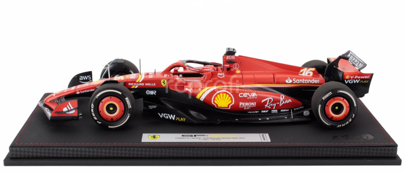 Bbr-models Ferrari F1  Sf-24 Team Scuderia Ferrari N 16 2nd Australian Gp 2024 Charles Leclerc - Con Vetrina - With Showcase 1:18 Červená Černá