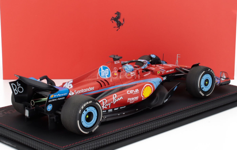 Bbr-models Ferrari F1  Sf-24 Team Scuderia Ferrari N 16 3rd Miami Gp 2024 Charles Leclerc - Con Vetrina - With Showcase 1:18 Červená Světle Modrá