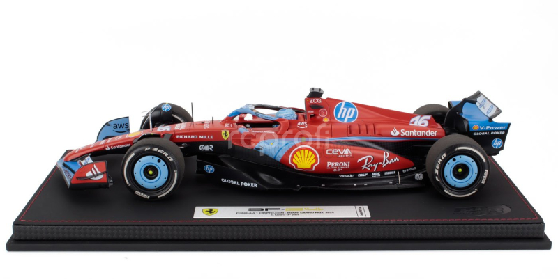 Bbr-models Ferrari F1  Sf-24 Team Scuderia Ferrari N 16 3rd Miami Gp 2024 Charles Leclerc - Con Vetrina - With Showcase 1:18 Červená Světle Modrá