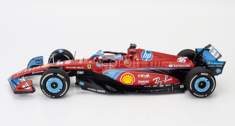 Bbr-models Ferrari F1  Sf-24 Team Scuderia Ferrari N 16 3rd Miami Gp 2024 Charles Leclerc - Polifoam Packaging 1:18 Červená Světle Modrá