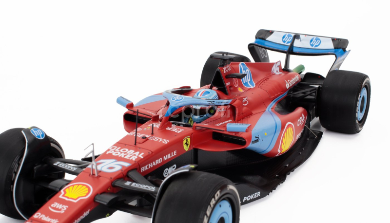 Bbr-models Ferrari F1  Sf-24 Team Scuderia Ferrari N 16 3rd Miami Gp 2024 Charles Leclerc - Polifoam Packaging 1:18 Červená Světle Modrá