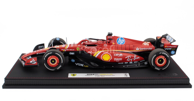 Bbr-models Ferrari F1  Sf-24 Team Scuderia Ferrari N 16 Winner Monaco Gp 2024 Charles Leclerc - Con Vetrina - With Showcase 1:18 Červená Černá