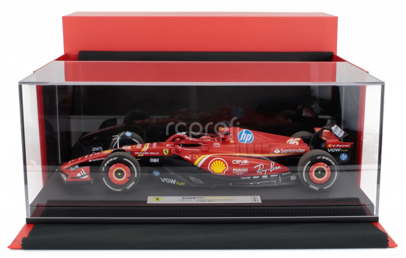 Bbr-models Ferrari F1  Sf-24 Team Scuderia Ferrari N 16 Winner Monaco Gp 2024 Charles Leclerc - Con Vetrina - With Showcase 1:18 Červená Černá