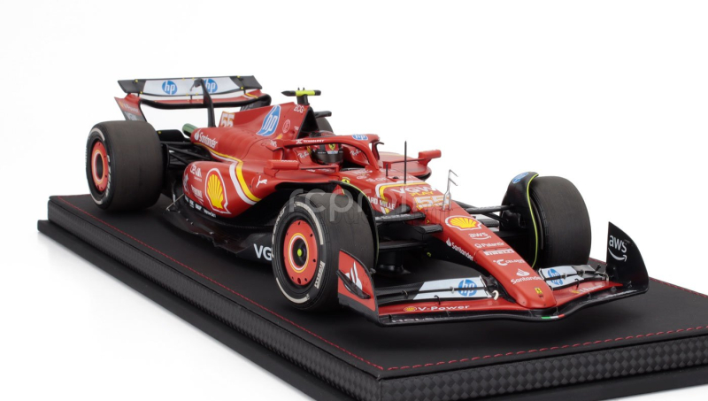 Bbr-models Ferrari F1  Sf-24 Team Scuderia Ferrari N 55 3rd Monaco Gp 2024 Carlos Sainz - Con Vetrina - With Showcase 1:18 Červená Černá