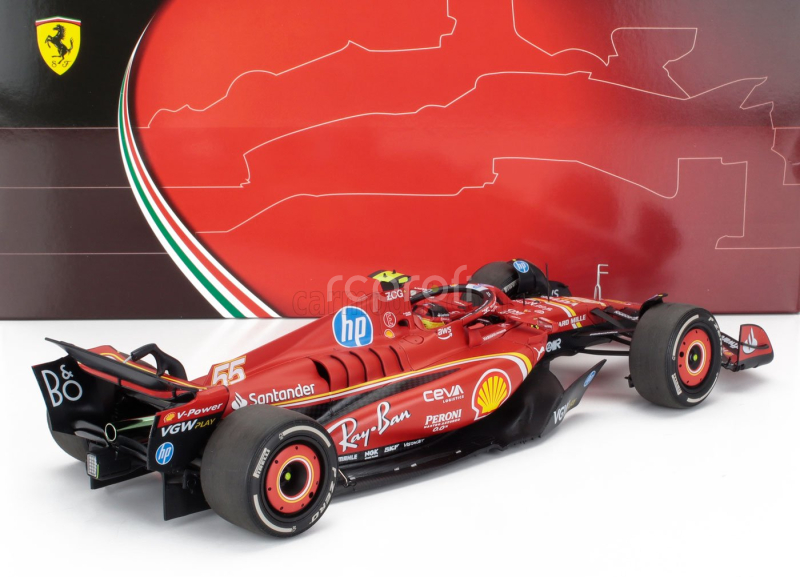 Bbr-models Ferrari F1  Sf-24 Team Scuderia Ferrari N 55 3rd Monaco Gp 2024 Carlos Sainz - Polifoam Packaging 1:18 Červená Černá