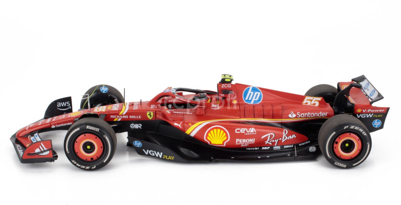 Bbr-models Ferrari F1  Sf-24 Team Scuderia Ferrari N 55 3rd Monaco Gp 2024 Carlos Sainz - Polifoam Packaging 1:18 Červená Černá