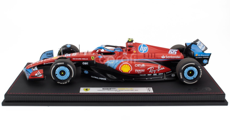 Bbr-models Ferrari F1  Sf-24 Team Scuderia Ferrari N 55 5th Miami Gp 2024 Carlos Sainz - Con Vetrina - With Showcase 1:18 Červená Světle Modrá
