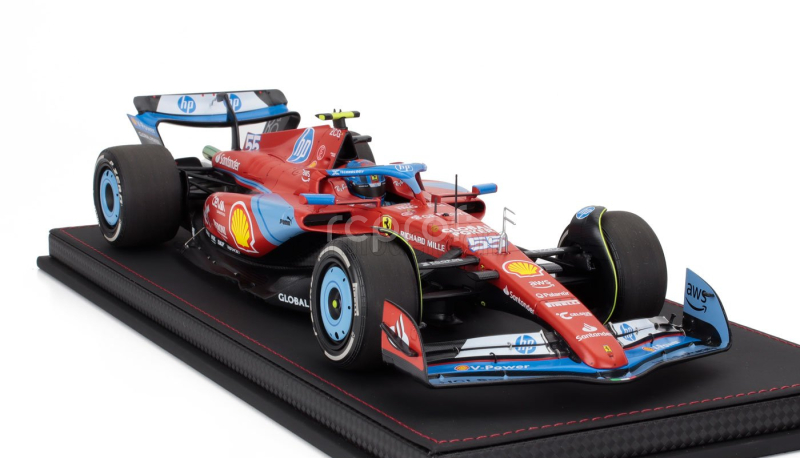 Bbr-models Ferrari F1  Sf-24 Team Scuderia Ferrari N 55 5th Miami Gp 2024 Carlos Sainz - Con Vetrina - With Showcase 1:18 Červená Světle Modrá