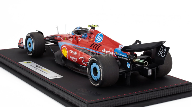 Bbr-models Ferrari F1  Sf-24 Team Scuderia Ferrari N 55 5th Miami Gp 2024 Carlos Sainz - Con Vetrina - With Showcase 1:18 Červená Světle Modrá