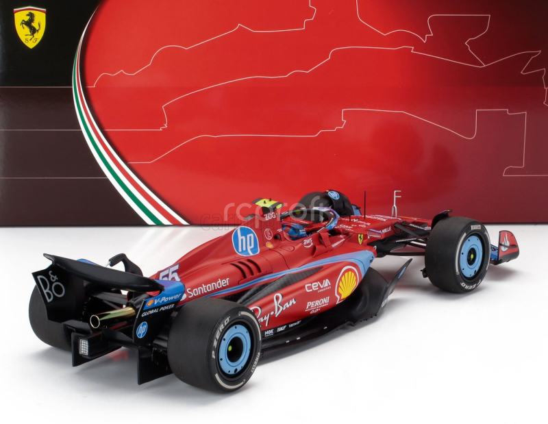 Bbr-models Ferrari F1  Sf-24 Team Scuderia Ferrari N 55 5th Miami Gp 2024 Carlos Sainz - Polifoam Packaging 1:18 Červená Černá Světle Modrá