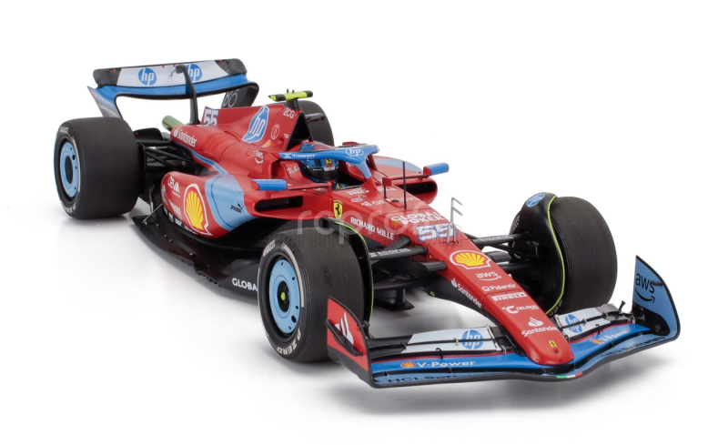 Bbr-models Ferrari F1  Sf-24 Team Scuderia Ferrari N 55 5th Miami Gp 2024 Carlos Sainz - Polifoam Packaging 1:18 Červená Černá Světle Modrá