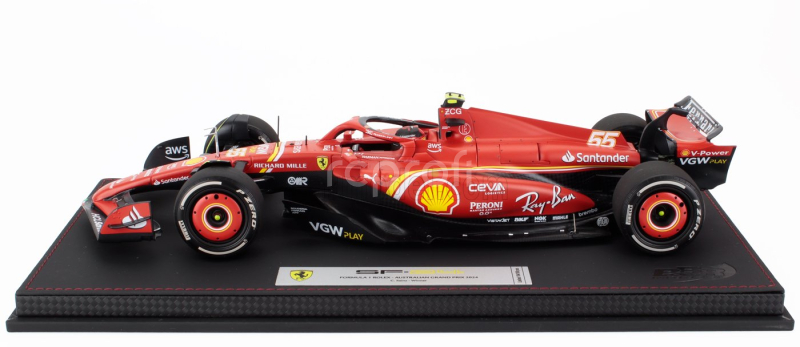 Bbr-models Ferrari F1 Sf-24 Team Scuderia Ferrari N 55 Winner Australian Gp 2024 Carlos Sainz - Con Vetrina - With Showcase 1:18 Červená Černá