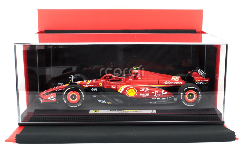 Bbr-models Ferrari F1 Sf-24 Team Scuderia Ferrari N 55 Winner Australian Gp 2024 Carlos Sainz - Con Vetrina - With Showcase 1:18 Červená Černá