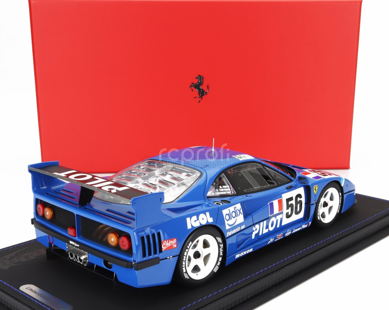 Bbr-models Ferrari F40 Lm 3.5l Turbo V8 Team Pilot Pen Racing N 56 24h Le Mans 1996 Michel Ferte - Olivier Thevenin - Nicolas Leboissetier - Con Vetrina - With Showcase 1:18 Blue