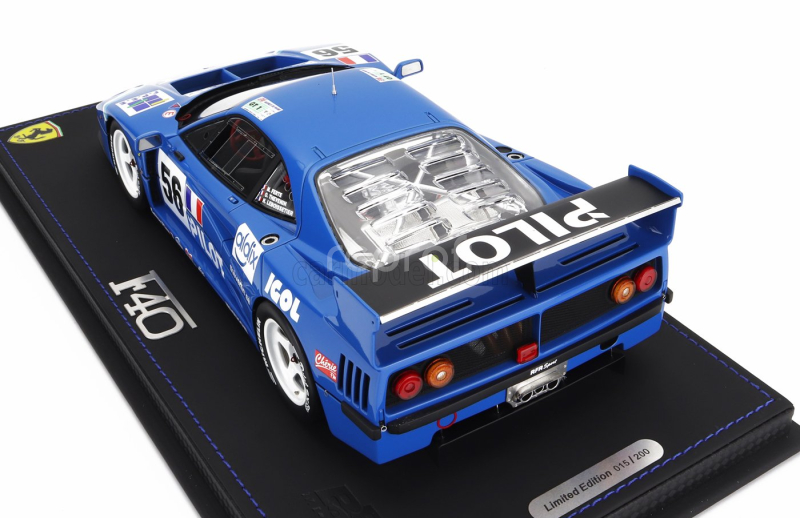 Bbr-models Ferrari F40 Lm 3.5l Turbo V8 Team Pilot Pen Racing N 56 24h Le Mans 1996 Michel Ferte - Olivier Thevenin - Nicolas Leboissetier - Con Vetrina - With Showcase 1:18 Blue