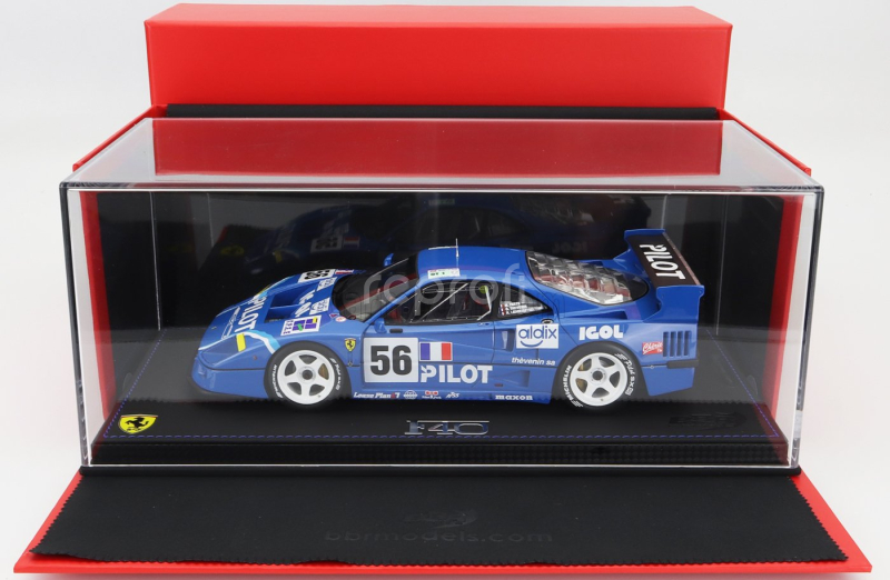Bbr-models Ferrari F40 Lm 3.5l Turbo V8 Team Pilot Pen Racing N 56 24h Le Mans 1996 Michel Ferte - Olivier Thevenin - Nicolas Leboissetier - Con Vetrina - With Showcase 1:18 Blue