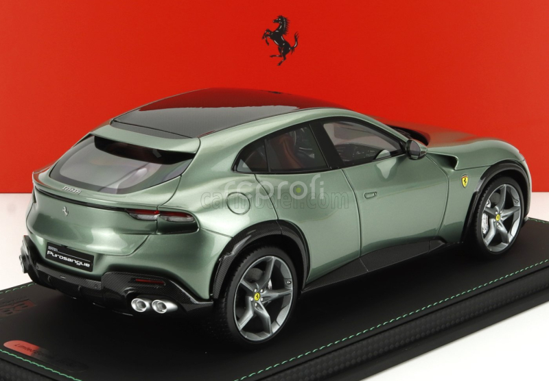 Bbr-models Ferrari Purosangue Suv Carbon Roof 2022 - Con Vetrina - With Showcase 1:18 Verde Dora - Světle Zelená Met