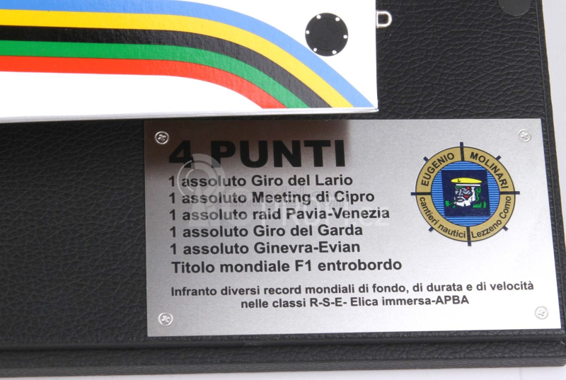 Bbr-models Molinari Offshore Motoscafo 4 Punti N 20 Edoardo Molinari Winner Giro Del Lario - Meeting Di Cipro - Raid Pavia-venezia - Giro Del Garda - Ginevra-evian - F1 Entrobordo World Champion 1980 1:18 Červená Bílá Oranžová