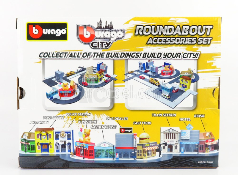 Bburago Accessories Diorama - Set Build City Roundabout - With Seat Ibiza 2008 1:43 Blue