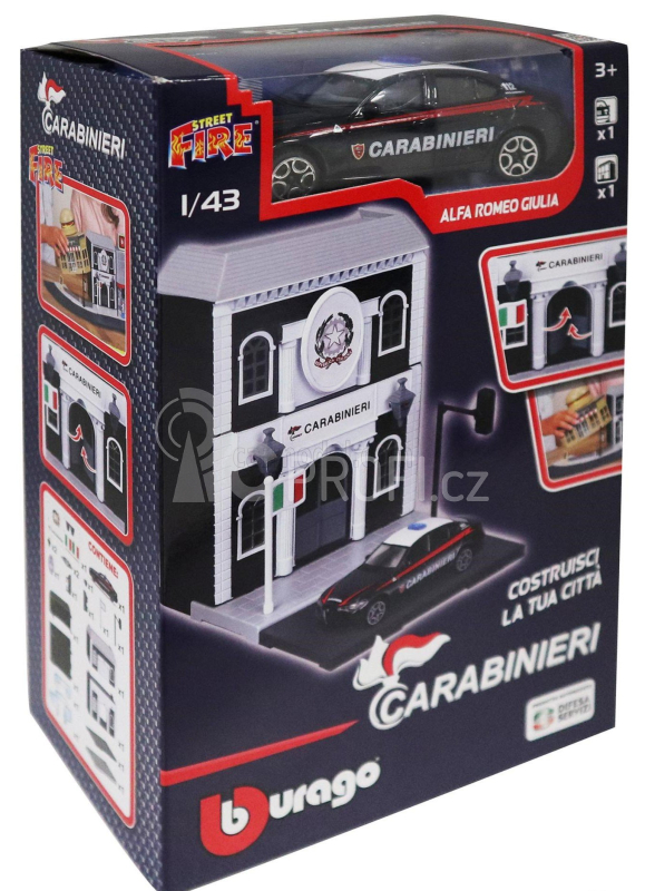 Bburago Accessories Diorama - Set Build Your City Police Station - Caserma Carabinieri 1:43