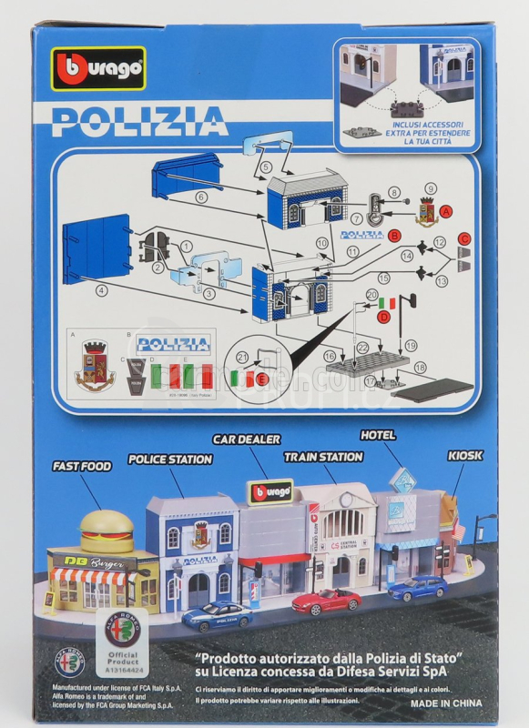 Bburago Accessories Diorama - Set Build Your City Police Station - Caserma Polizia 1:43