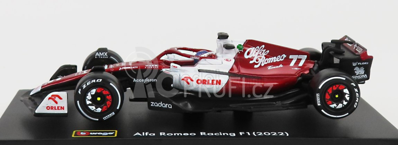 Bburago Alfa romeo F1  C42 Team Orlen Racing N 77 Bahrain Gp 2022 Valtteri Bottas - With Helmet And Plastic Showcase - Exclusive Carmodel 1:43 Bílá Červená Met