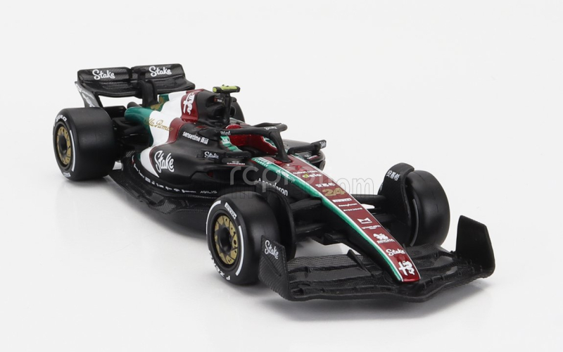 Bburago Alfa romeo F1  C43 Team Stake N 24 Monza Italy Gp 2023 Guanyu Zhou 1:43 Černá Červená Bílá Zelená