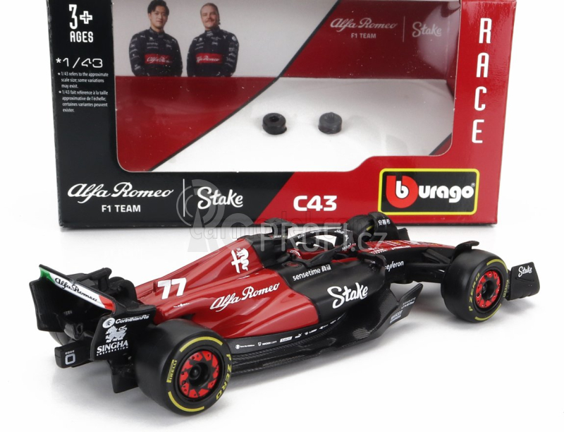 Bburago Alfa romeo F1  C43 Team Stake N 77 Season 2023 Valtteri Bottas 1:43 Černá Červená